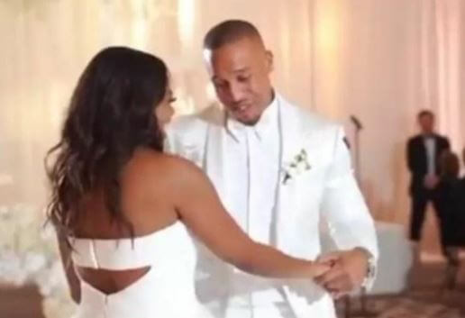 Ian Wallace with his wife Jemele Hill on their wedding.